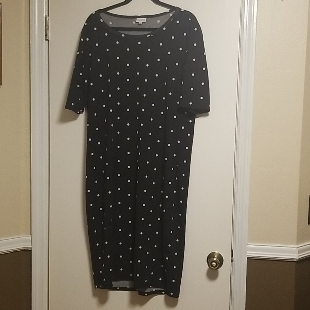 Lularoe black and white polka dot Julia dress